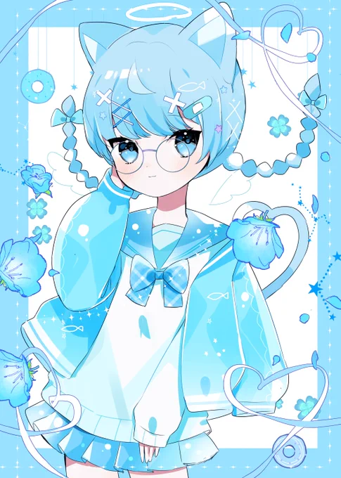#イラスト ねこみみブルー委員長