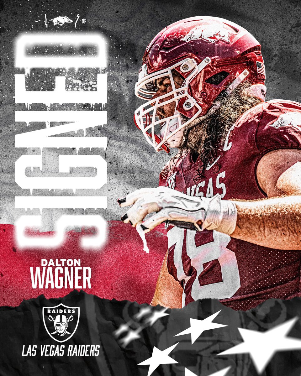 RazorbackFB's tweet photo. The @Raiders hit the jackpot with @DaltonWagner78!

Congrats, Wags! #ProHogs 🐗 https://t.co/Z8xZsl43Gk