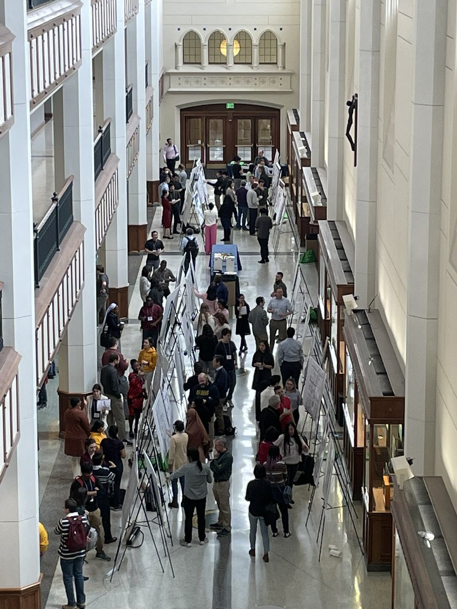ndbiochemist's tweet photo. We had a great day! #MWFolding Thanks to all my Midwest protein folding colleagues who made the trip to @NotreDame today. Thanks @NDscience, @UNDResearch for helping us put on such a great conference. View of the poster session. Such great science! https://t.co/dUD32BaQPq