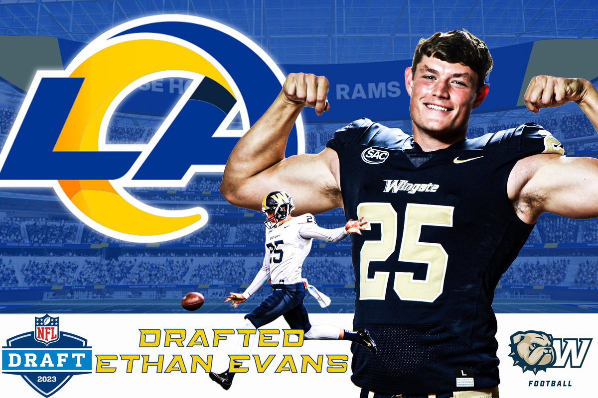 Wingate Bulldogs Football (@wingatefb) on Twitter photo DRAFTED❗️❗️
Round 7
Pick 223
Wingate’s Ethan Evans drafted in the 7th round to the LA Rams!
<a href="/EthanEv01980980/">Ethan Evans</a>
<a href="/RamsNFL/">Los Angeles Rams</a> DRAFTED❗️❗️
Round 7
Pick 223
Wingate’s Ethan Evans drafted in the 7th round to the LA Rams!
<a href="/EthanEv01980980/">Ethan Evans</a>
<a href="/RamsNFL/">Los Angeles Rams</a>