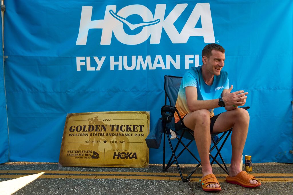 hoka's tweet photo. Hometown hero @c0lewats0n was greeted by friends and family when he crossed the finish line as the champion of the #CANYONSbyUTMB 100k. After a relentless chase for a prized golden ticket, Cole earned his spot at this year’s @wser. Congrats, Cole!

#FlyHumanFly #UTMBWorldSeries https://t.co/mYAXDfXRbu