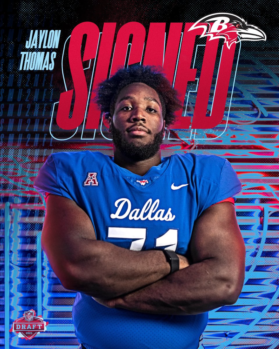 Big JT is Baltimore-bound! 

<a href="/JaylonThomas10/">Jaylon</a> has been signed by the <a href="/Ravens/">Baltimore Ravens</a>. 

#SMU2NFL | #NFLDraft | #PonyUpDallas