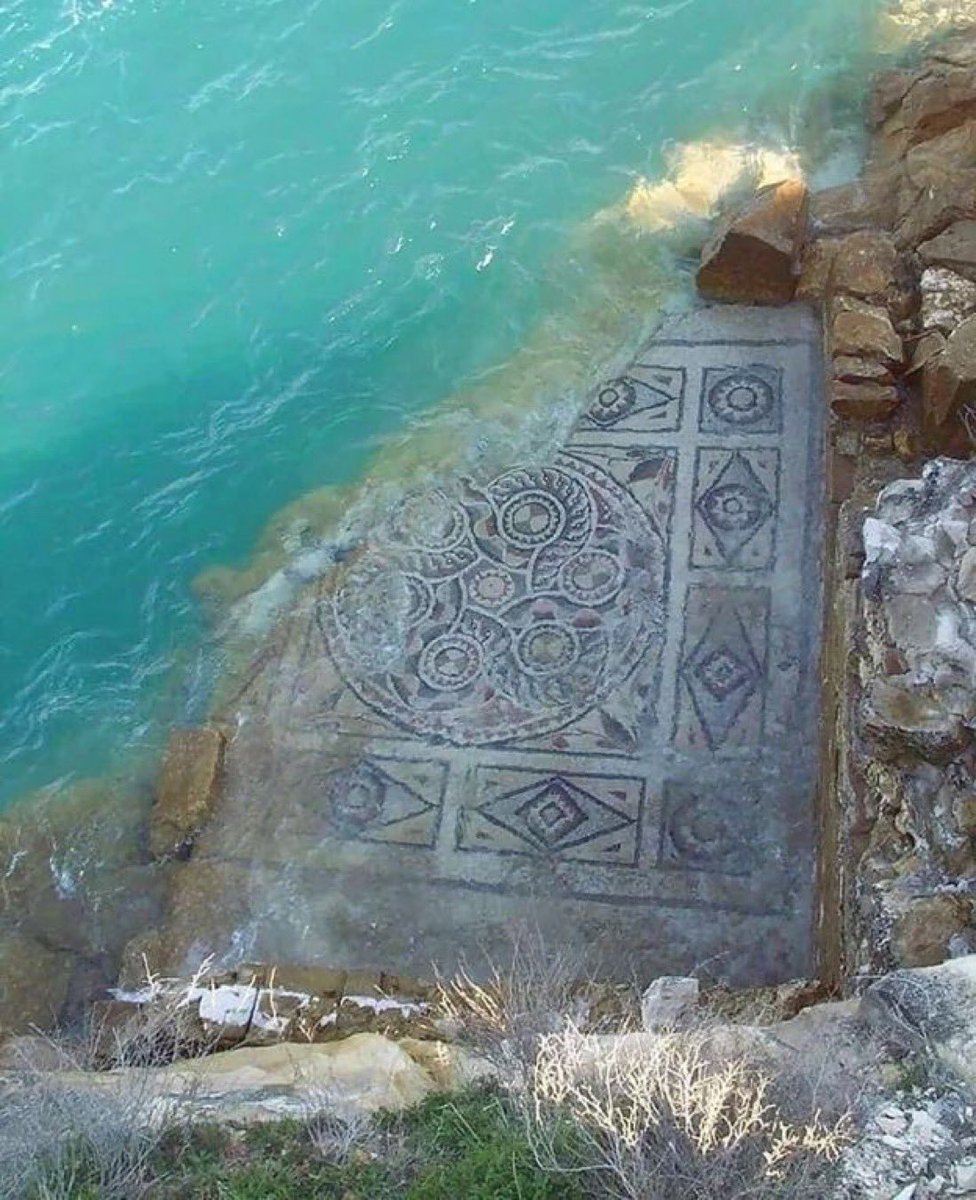 2000 year old Roman Mosaic on the bank of the river Euphrates, Turkey.