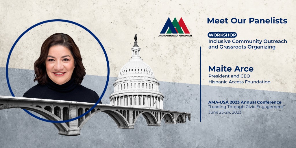 AMAUSAOrg's tweet photo. Meet our #AMAUSA2023Conference Panelists!

@maitearcedc's family immigrated to the U.S. from #Mexico in search of work and a better life in the 1970s. To help other families like her own, Maite founded @HispanicAccess. 

Register to learn more: https://t.co/6SdtG4zMc1 https://t.co/FfyYpdt0wG
