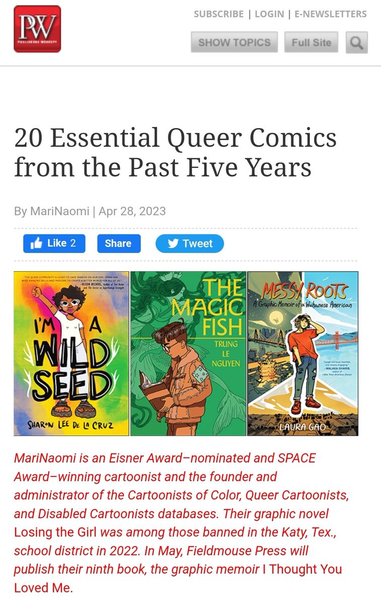 thank you, @PublishersWkly, for lending me the platform to boost some of the most essential queer comics (IMHO) of recent times 🙏 publishersweekly.com/pw/by-topic/ne…