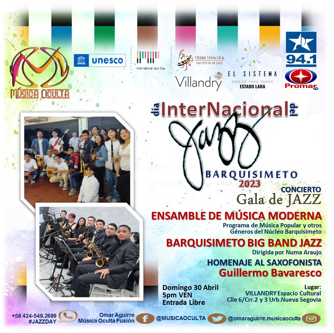 MUSICAOCULTA's tweet photo. Día Internacional del Jazz Barquisimeto 2023 #IntlJazzDay desde Venezuela #DíasdeJazz lo celebramos este domingo 30-04 #JAZZDAY Cordialmente invitados... https://t.co/1aPkQmXf2j