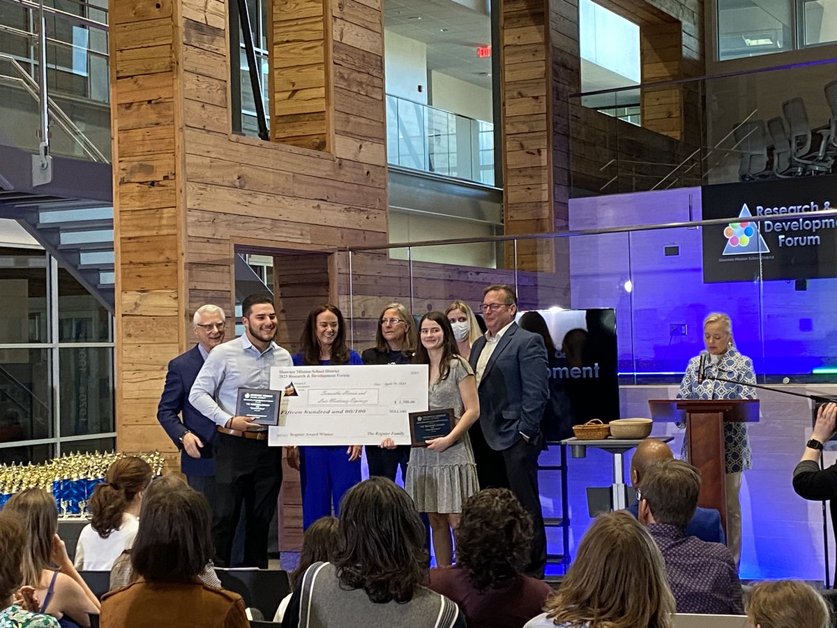 SM_NORTH_HS's tweet photo. Samantha Herron and Luis Montanez-Espinoza receive the Regnier Award for their NASA Lunar Worktable that demonstrated a  unique achievement of superior quality and merit at the 61st Research and Development Forum Award Ceremony!! @SMNorthPTSA  @SMNorthBooster @SMNPepClub https://t.co/oXfYuBfHC8