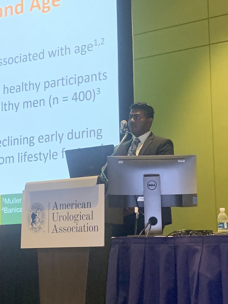 Amazing presentation by <a href="/AGurayah/">Aaron Gurayah, MD</a> showing that, over time, comorbidities rather than 👴🏼age are the cause of decreasing testosterone levels. 

<a href="/dsui_miami_uro/">Desai Sethi Urology Institute</a> <a href="/AmerUrological/">Amer. Urol. Assn.</a>