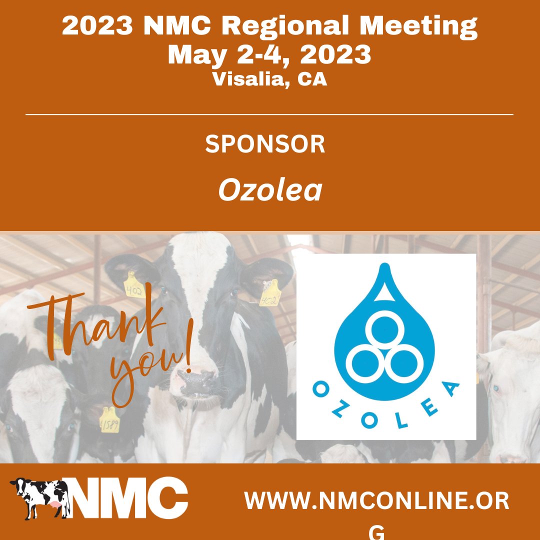 We want to recognize and thank all our sponsors of the 2023 NMC Regional meeting being held next week in Visalia, California.

Ozolea <a href="/OzoleaS/">OZOLEA SSafeMILK</a> is one of this year's sponsors - thank you for you support of our event!

#NMCRegionalMeeting2023 #NationalMastitisCouncil
