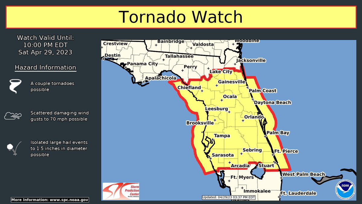 Alexismoser2019's tweet image. Tornado north watch has been issued for the Florida peninsula and central Florida please heed the warnings if you are under the issued warning for your area. #florida #floridapeninsula #tornado #flwx #wxtwitter