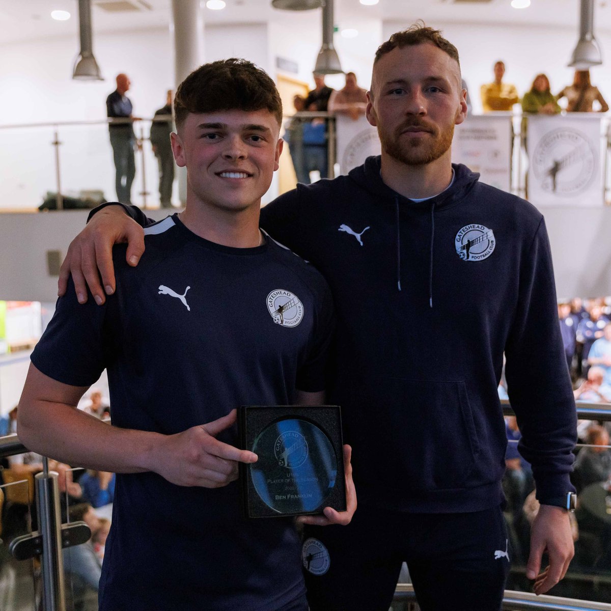 GatesheadFC's tweet photo. A standout year for @GatesheadFCAcad 👏

Ben Franklin is our U19s' Player of the Season! 🏆 

#WorClub ⚪️⚫️ https://t.co/gMRtxqbFXf