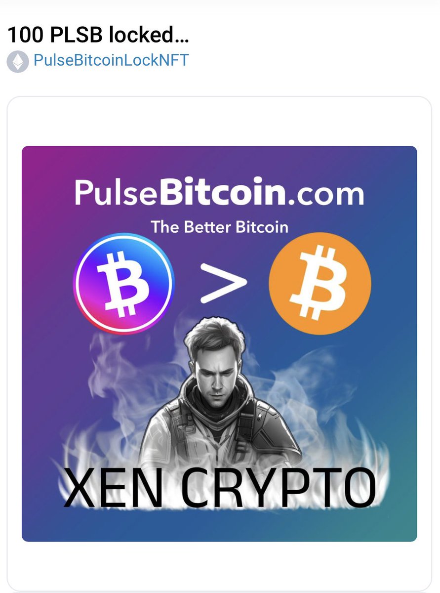 CZ_Train's tweet photo. Want more PulseBitcoin ?🤓

Now you can buy it or mine it with #ASIC Mining ⛏️ Tokens and you can also 🔐 it up in an NFT with #PulseBitcoinLockNFT For Winning Bigger 😎

Start filling your bags now before ⚖️💴🧮📈 the next bull run. #XEN #PLSB #HEX #ETH #ASIC #PLSD #CARN #USDC https://t.co/GCsqOm3TGC