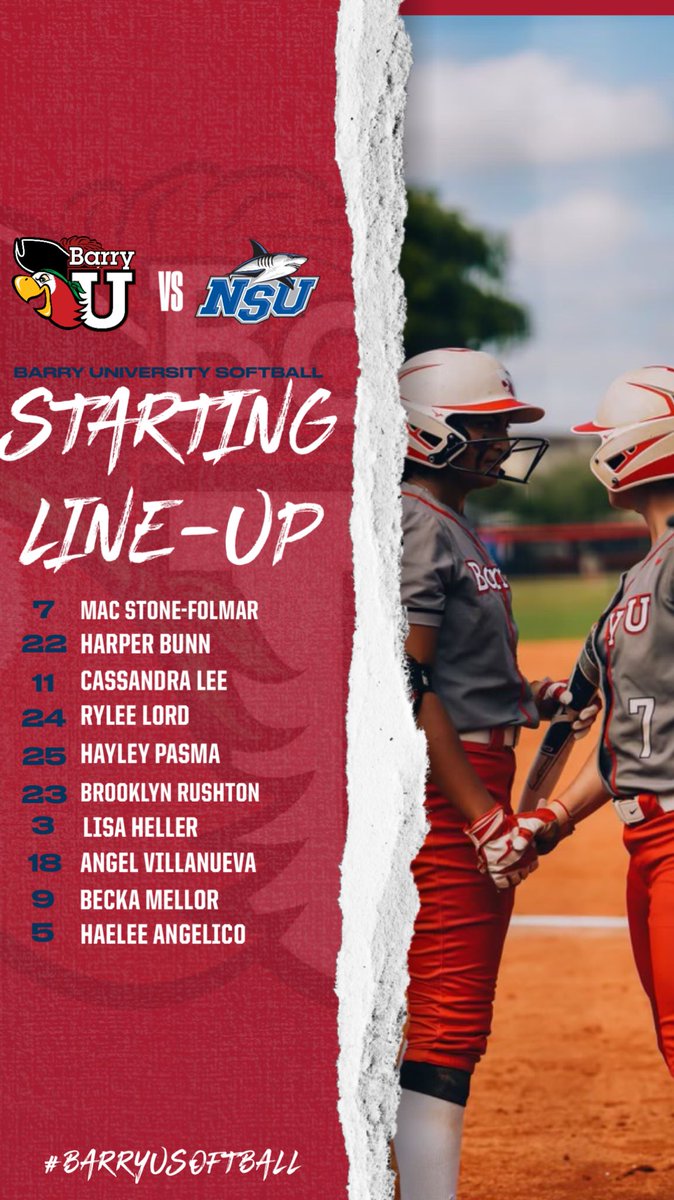 BarryUSoftball's tweet photo. Game 1 Line Up ‼️

#BarryUSoftball | #barrybuilt https://t.co/3KyNvldlzK
