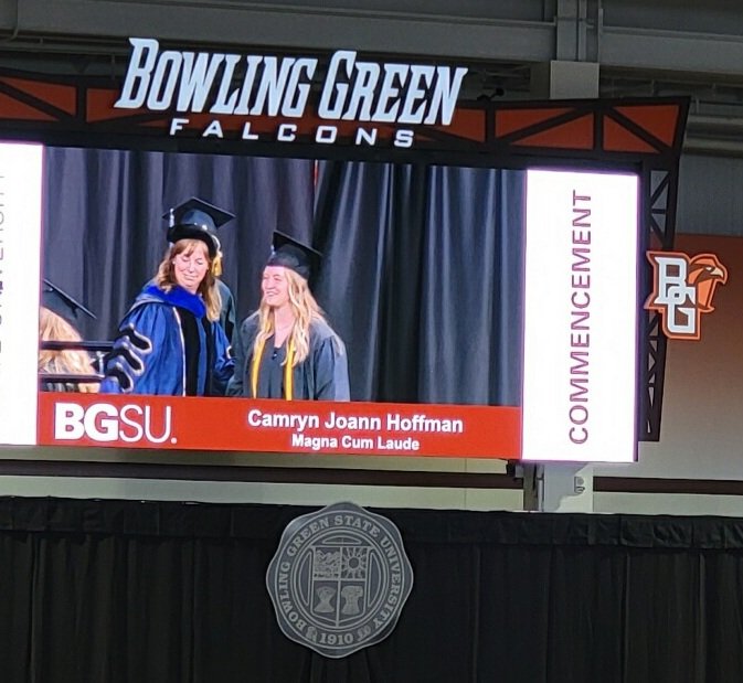 Proud of my daughter Camryn on graduating Magna Cum Laude from BGSU with a bachelor of science in education. Good luck being a high school English teacher!