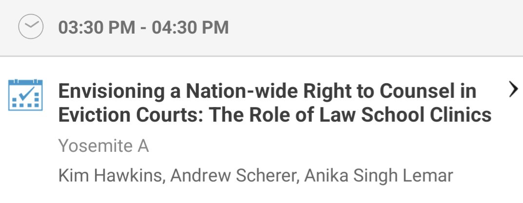 Excited to be talking about eviction defense with colleagues from New York Law School and schools across the country at #AALSClinical this afternoon.