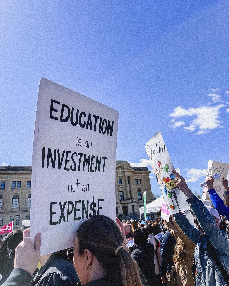 kiahholness's tweet photo. Schools just wanna have funds!!!! @SaskTeachersFed https://t.co/9ztt3WZRmX