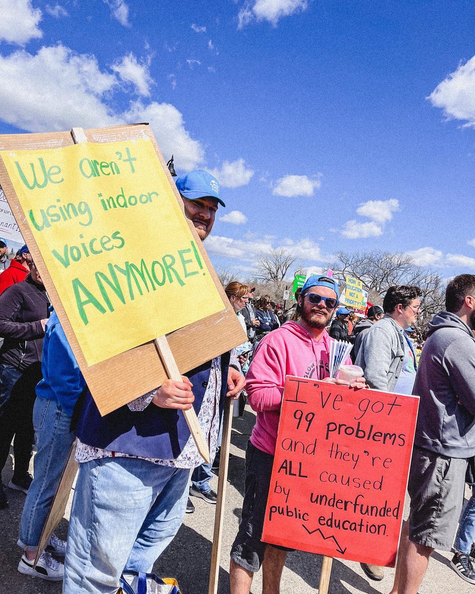 kiahholness's tweet photo. Schools just wanna have funds!!!! @SaskTeachersFed https://t.co/9ztt3WZRmX