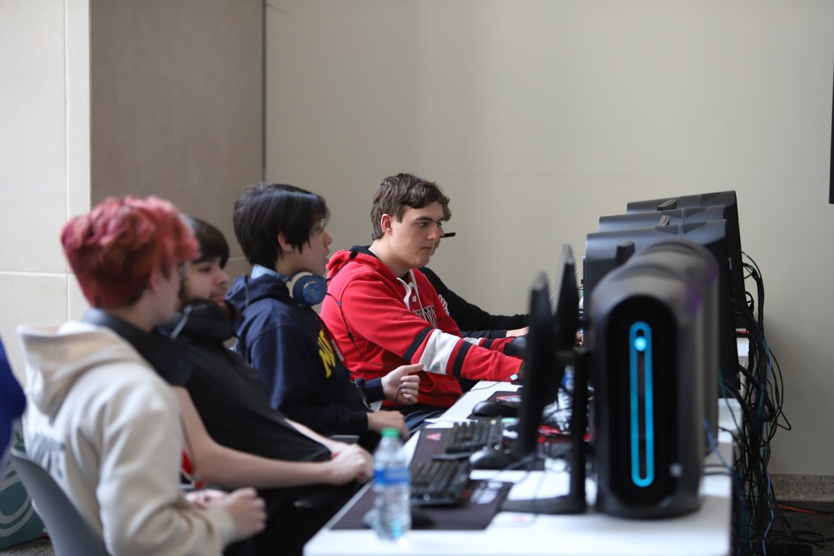 EsportsIndiana's tweet photo. Letterman Lobby at @bsuesports has been turned into another gaming center for the '22-23 State Finals. Thank you to @McDonalds for the sponsorship!

#IHSENFinals #IENStateFinals #HighSchoolEsports #BallStateEsports https://t.co/U23gFZWuv6