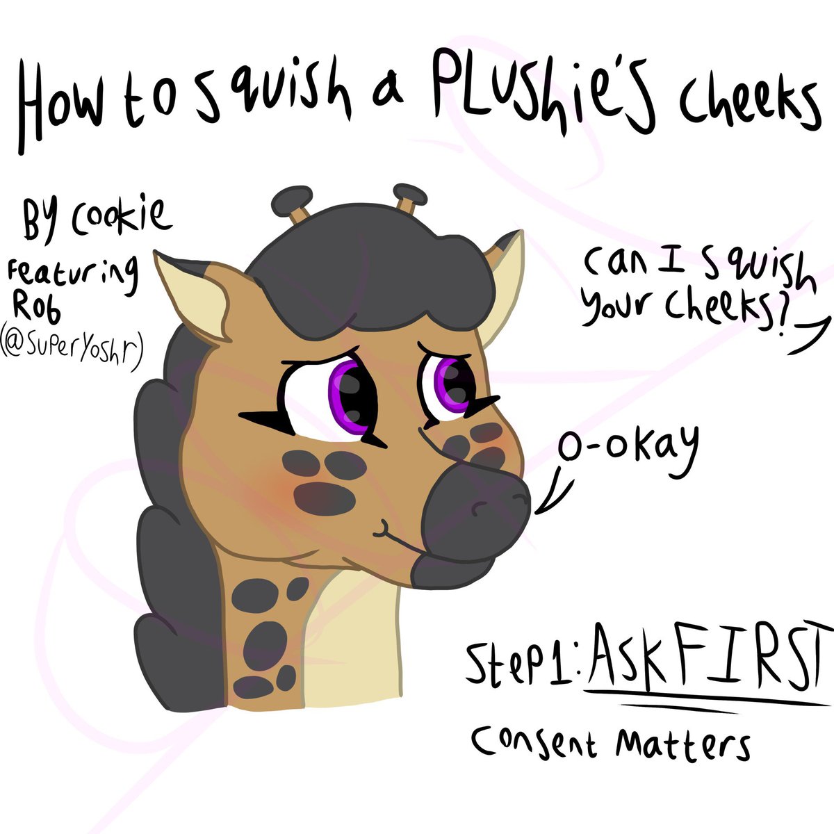 Cookie_Ramwulf's tweet photo. This is a tutorial I made involving my plushy pal @SuperYoshr he loves getting his cheeks squished, so I decided to give out some advice 
#giraffe #squishy #squishycheeks https://t.co/MGVqbKeISM