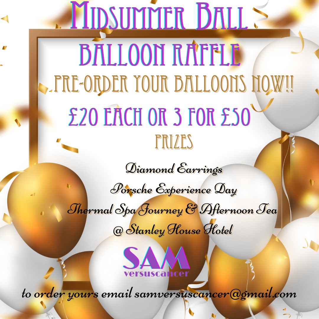 ctaylo123's tweet photo. Only 7 weeks out from the samversuscancer Midsummer Ball  time to start thinking about getting your tickets and time to get your raffle balloons for the night…. 

email samversuscancer@gmail.com to reserve your balloons for the night https://t.co/WUIDKycHzF