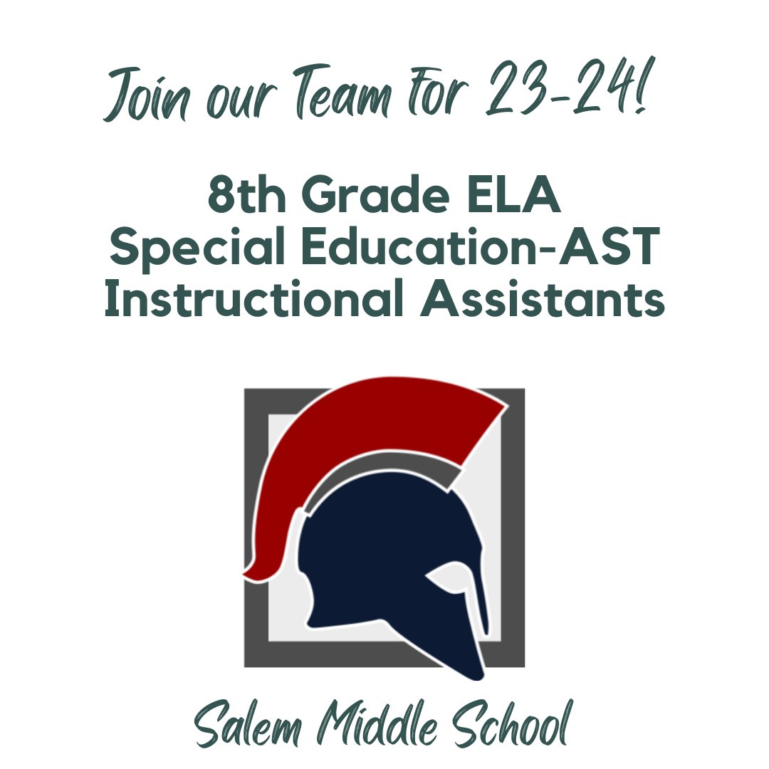 We are looking to add a few Spartans to our team  for the 23-24 school year!  #SalemProud