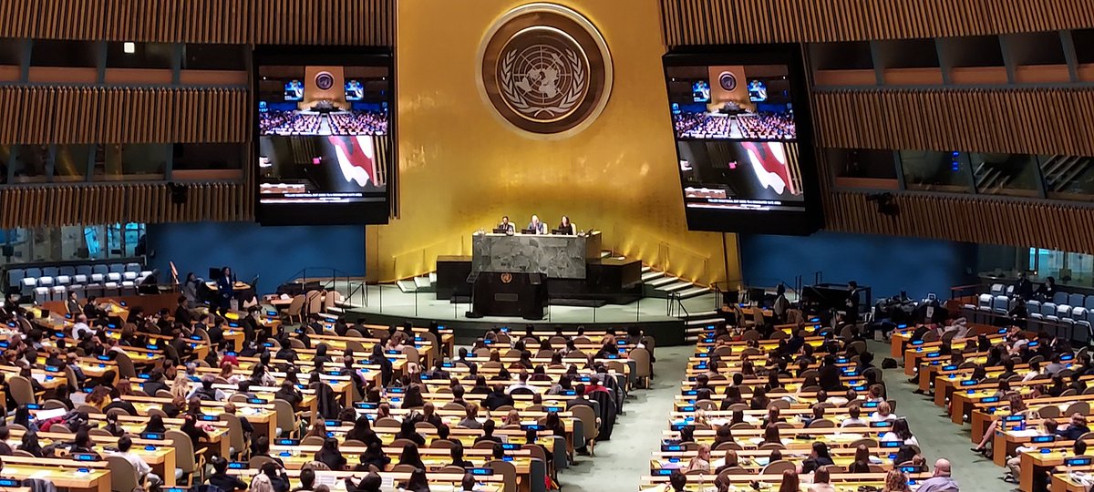 TeachChristel's tweet photo. Time to close this Conference out in the General Assembly Hall! So proud of @LMSNation &amp; @CardinalsLHS Model UN teams! https://t.co/cok24QoWsd