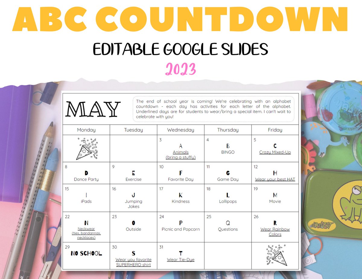 Summer is almost here, teachers! 😎🌞 Make the end of the year a breeze with this fun and easy ABC countdown. 🔢🎉 Click the link below to check it out! 👇
teacherspayteachers.com/Product/ABC-Co…
#teachertwitter #summer #school #countdown #abccountdown #iteach #edutwitter #funwithkids