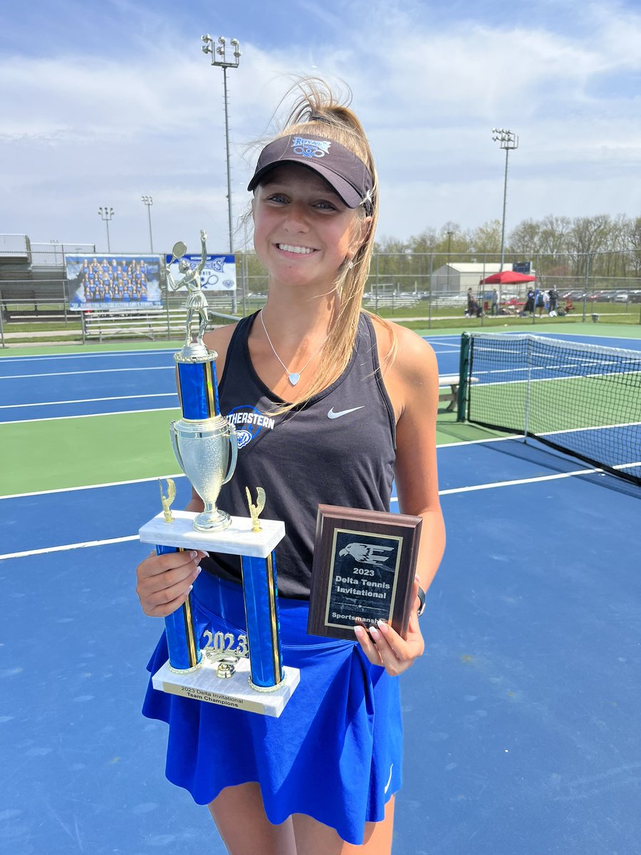 Hamilton Southeastern High School are the Winners of the 2023 Delta Tennis Invitational Tournament!  Emma was the recipient of the Sportsmanship Award for the tournament and went 3-0!  Congratulations HSE &amp; Emma!💙🦁🎾🏆🥇