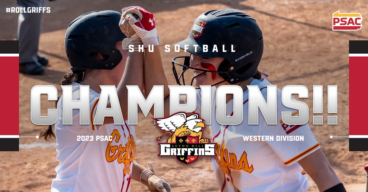 GriffinsSports's tweet photo. SB: Seton Hill defeats Indiana (PA) 10-1 in game one of the PSAC West doubleheader.  With the victory, the Griffins clinch their third straight PSAC Western Division title.  SHU is now 28-15 overall and 21-8 in the PSAC West. https://t.co/qXfkQ2o5wC