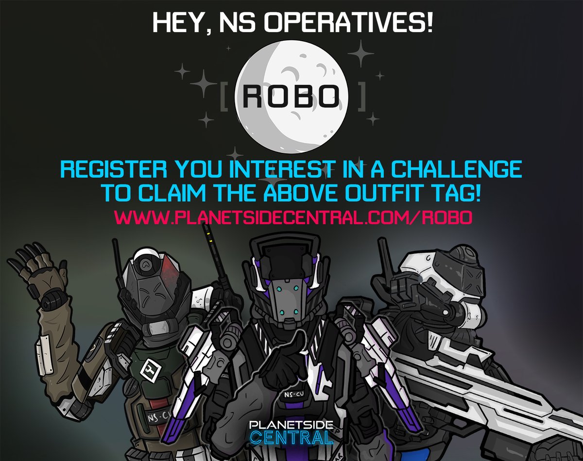 PS2Central's tweet photo. Interested in  [ROBO] tag for your NSO outfit?
Register your interest below. You have until 7 of May. 
We (with help from the community) will then choose a type of friendly challenge for you all to take part in, and the winner gets the tag!
https://t.co/2CkL5QkbG7
@planetside2 https://t.co/l0Ont6NJnl