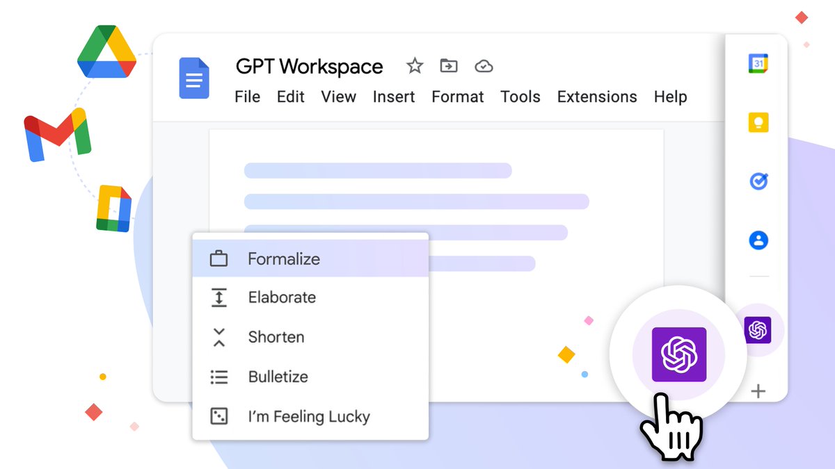 9to5Google's tweet photo. This add-on puts ChatGPT directly into Google Docs, Sheets, Gmail, and more [Sponsored] https://t.co/ywFTcLJ4vi https://t.co/XT7ZdQARQe