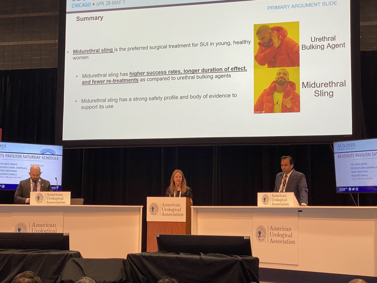 Kristin Baldea (@rocdocmd) on Twitter photo Chief Resident Gaurav Pahouja <a href="/LoyolaUrology/">Loyola Urology</a> takes the stage slinging truth and making the case for midurethral slings over bulking agents in the #AUA23 Great Debate. 💪🔥🎤🎯 #ChiefResidentGreatDebate #MidurethralSlingVsBulkingAgents #IncontinenceShowdown Chief Resident Gaurav Pahouja <a href="/LoyolaUrology/">Loyola Urology</a> takes the stage slinging truth and making the case for midurethral slings over bulking agents in the #AUA23 Great Debate. 💪🔥🎤🎯 #ChiefResidentGreatDebate #MidurethralSlingVsBulkingAgents #IncontinenceShowdown
