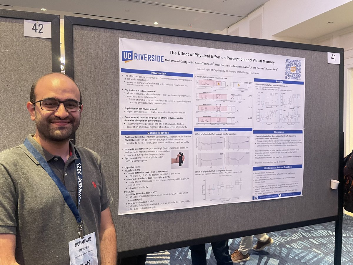 Halle DimsdaleZucker (@hallezucker) on Twitter photo Come check out <a href="/MoDastgheib/">Mohammad Dastgheib</a> presenting right now on physical effort’s effects on memory & perception #LEARNMEM2023 <a href="/UCRiverside/">UC Riverside</a> (board 41) Come check out <a href="/MoDastgheib/">Mohammad Dastgheib</a> presenting right now on physical effort’s effects on memory & perception #LEARNMEM2023 <a href="/UCRiverside/">UC Riverside</a> (board 41)