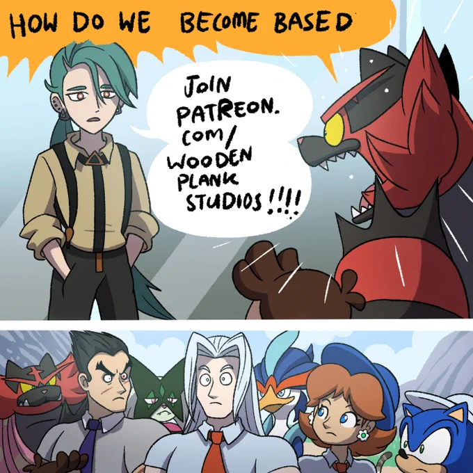Next week's comic is up on Patreon!   The gang reaches the Pokémon League & Incineroar and Meowscarada's romance develops  Also please ignore the fact that it's a Saturday night and I'm working  #smashbros #smashbrosultimate #pokemon #pokemonscarletviolet