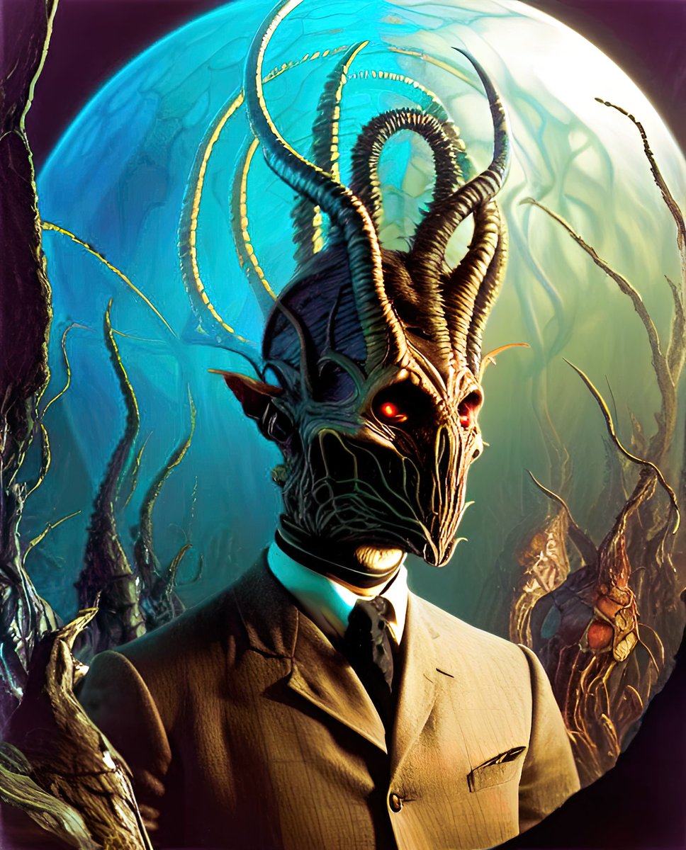xalieri's tweet photo. Civilized is as civilized does. 1 of 3
#OneDoesWhatOneMust #StiffUpperMandibles #HighTea #SoHigh #SoTea #WeirdArt #PsychologicalLandscape #ImSureItMustMeanSomething
#DarkArts #DigitalArt #AIAssistedArt #AIArt #WomboDream #StableDiffusion https://t.co/injoRSfJ5v