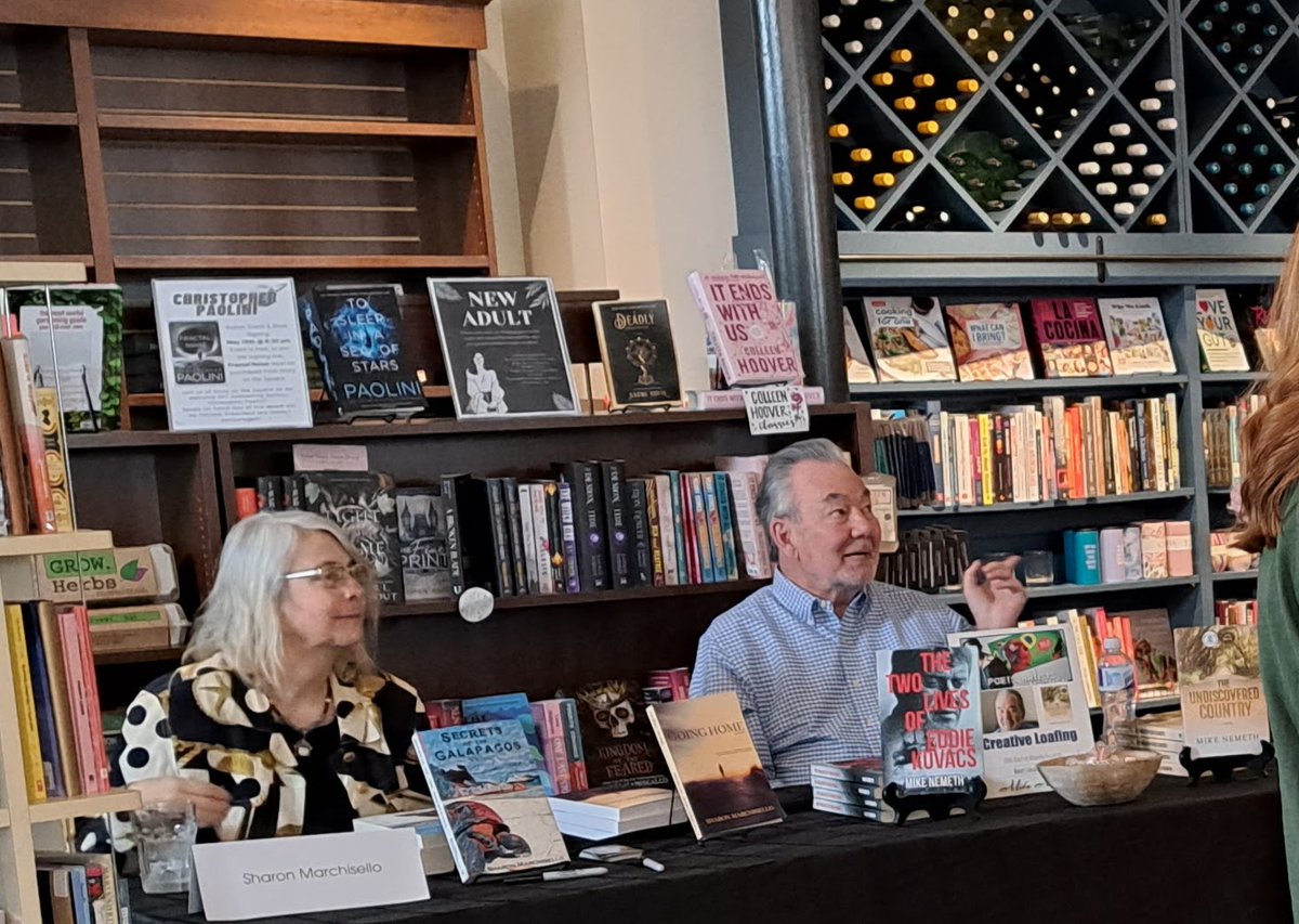 SinCAtlanta's tweet photo. A SistersInCrime Atlanta @SinCAtlanta book signing at  @story_square in McDonough GA with Sharon @SLMarchisello, Mike Nemeth @nemosnovels, C Matt Smith @cmattwrite, Kathy @kathynichols and SINC Atl president Lance Barron https://t.co/mo1kqED2U8