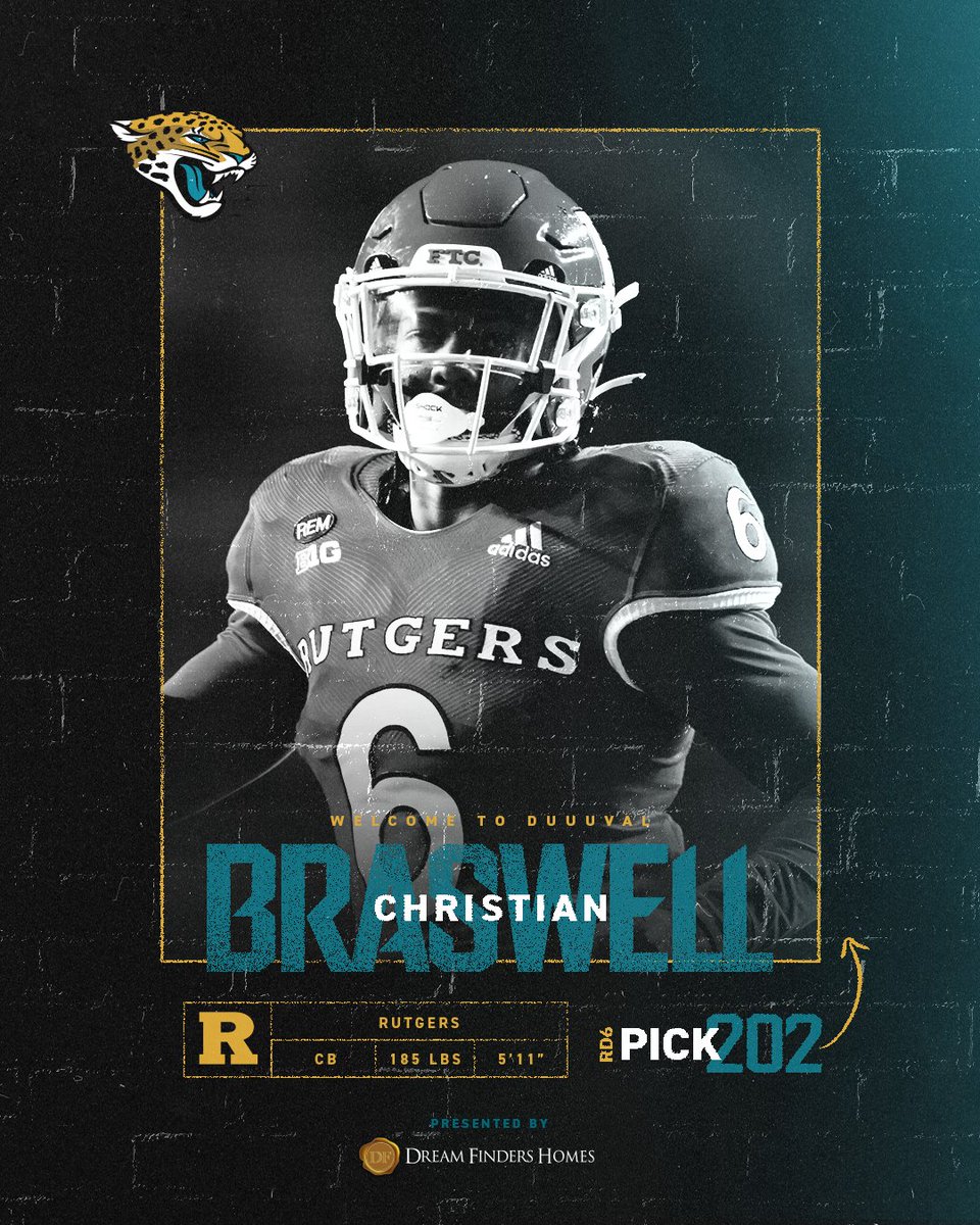 With the 202nd pick in the 2023 #NFLDraft, we select Rutgers CB Christian Braswell!

<a href="/cb6____/">CHRISTIAN BRASWELL</a> | <a href="/Dream_Finders/">Dream Finders Homes</a>