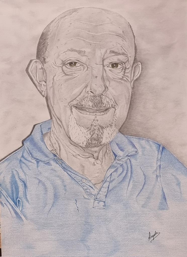 Retrato muy original, con alma, corazón y vida, realizado por mi antigua amiga Angela Gutiérrez López, digno de figurar enmarcado en mi despacho😊