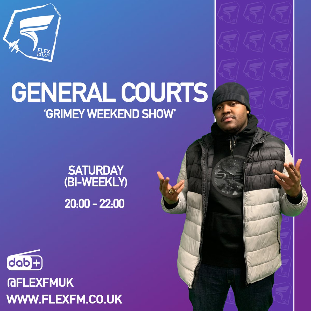 FLEXFMUK's tweet photo. The Grimey Weekend Show with @GeneralCourts live on #FLEXFMUK 101.4! https://t.co/GAqIrRTrT8  - #QuickRecord in Operation https://t.co/6VV1BVn7Ze