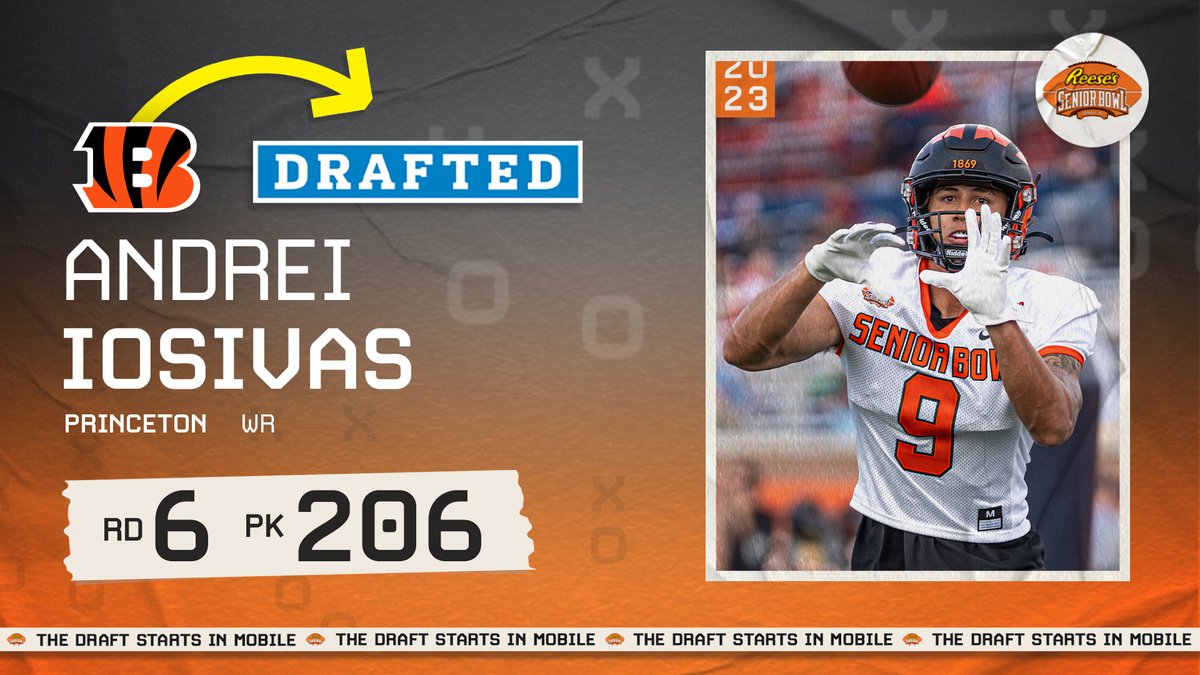 The Pick Is In! The @Bengals have selected Senior Bowl alum @AndreiIosivas! Congratulations Andrei! #RuleTheJungle #TheDraftStartsInMOBILE™️