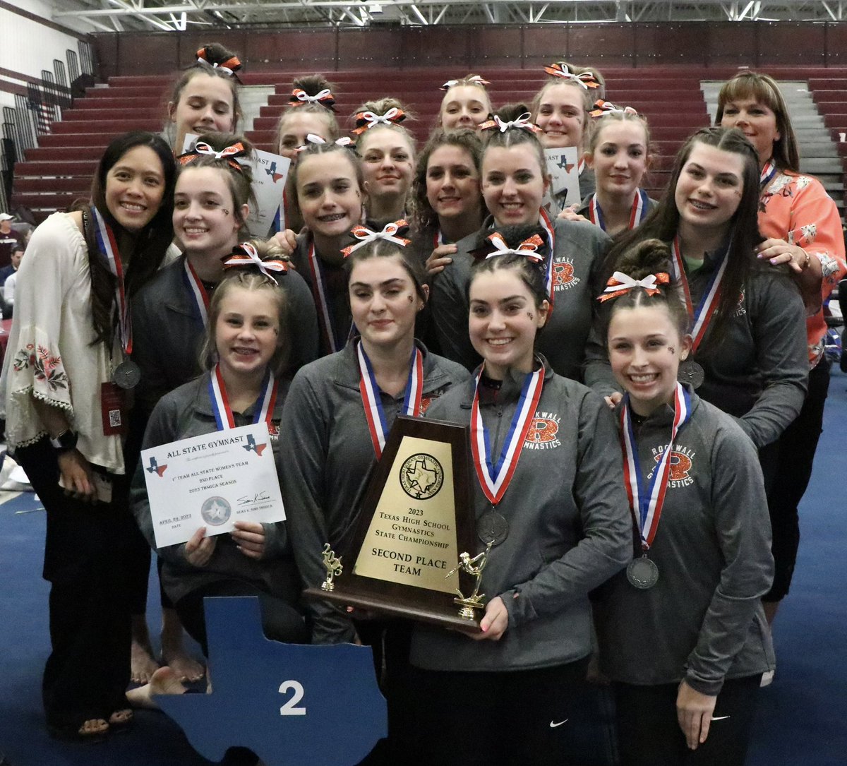 Rockwall ISD Sports Marketing (@risdathletics) on Twitter photo STATE RUNNER-UP 🐝 
#JFND | <a href="/rhsgirlsgym/">RHS Girls Gymnastics</a> STATE RUNNER-UP 🐝 
#JFND | <a href="/rhsgirlsgym/">RHS Girls Gymnastics</a>