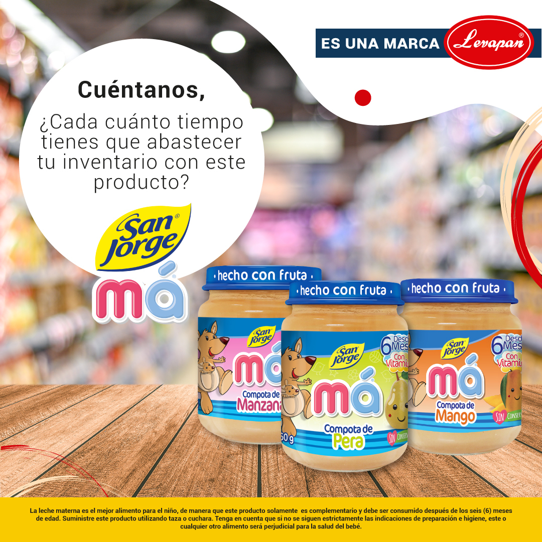 LevapanSA's tweet photo. Aunque las compotas San Jorge Má® son un complemento ideal para la leche materna, son el postre ideal para los adultos. Cuéntanos cuál es el favorito de tus clientes. 🥄😋
#SanJorgeMá #Levapan #Gastronomía #Chefs #Recetas #Restaurantes https://t.co/tXK3gt8kWV
