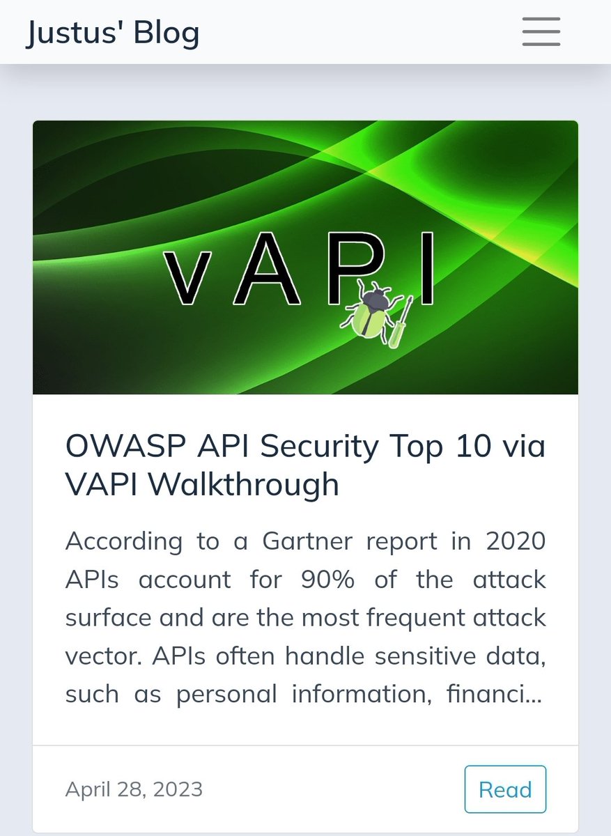 jusnaryy's tweet photo. Excited to share my latest technical blog post on OWASP API Security Top 10, with VAPI walkthrough
Check it out at
https://t.co/wmGQ4Imcx9
@GrahamHelton3 @bsdbandit
@faryus88 @hAPI_hacker @KMchatta
@MightBeMohsin
#APIsecurity #OWASPTop10 #VAPIwalkthrough #penetrationtesting https://t.co/Oa57K5zJ6b