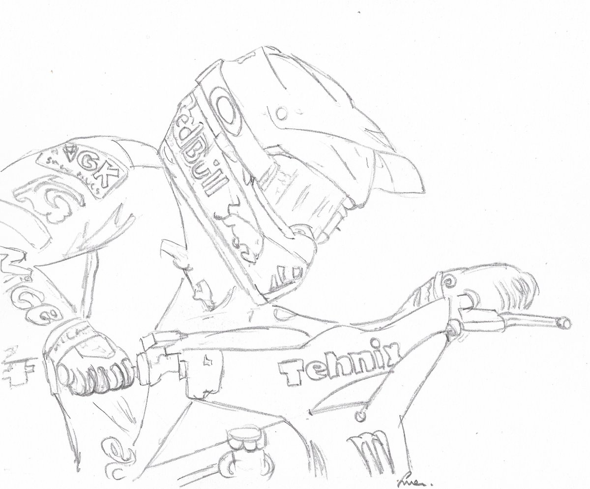 Great to see the Brits doing well in tonight's SGP, especially @ruthlesslambert making the podium, got a feeling this will be a good year for our riders.

Quick sketch worked from a screen shot of the TV coverage.

#SGP #SpeedwayGP #motorsportart #sketchbook