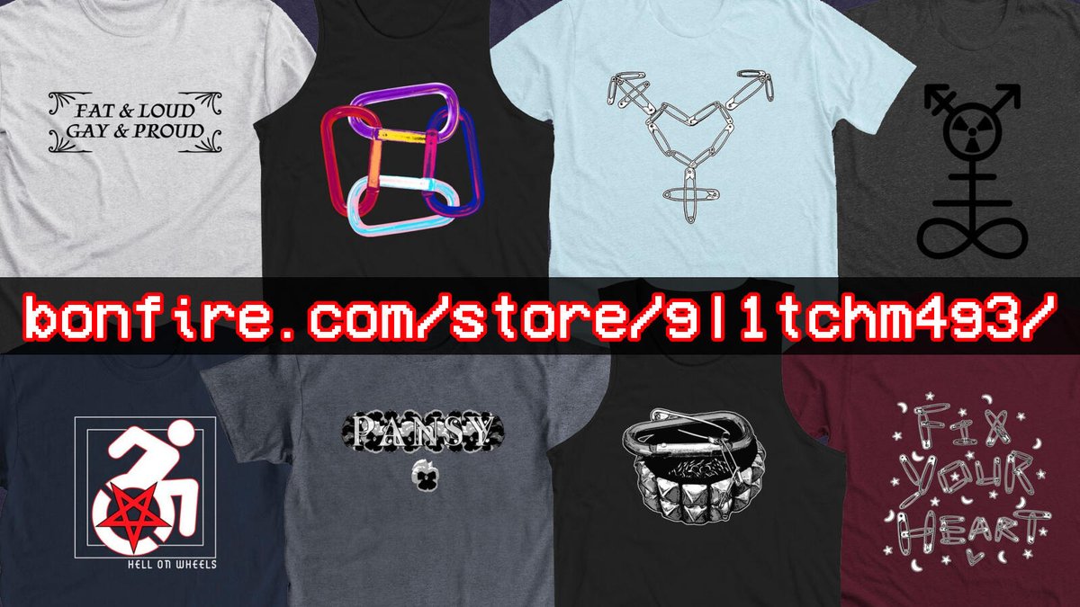 gl1tchm4g3's tweet photo. i've added few new designs since last i shared my bonfire page, these + more cool queer wearables up now ✨✨ https://t.co/7oEciSafDc