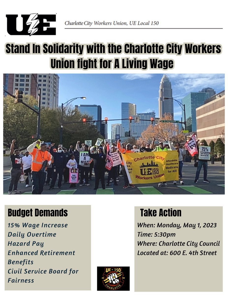 Kottley1's tweet photo. On Monday May 1st at 6pm City Manager Marcus Jones will announce the FY2024 Budget.
We are asking Our Community to Attend the City Council Meeting and Stand with City Workers.
 
There is Power in Numbers!!! 
#WhenWeFightWeWin
#UnionStrong
#UE150 #OrganizingTheSouth #RankAndFile https://t.co/wboDvfxrrS