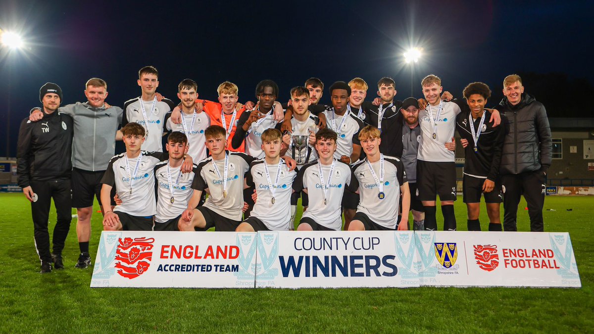 🏆 Congratulations to our U18s <a href="/AFCTU_Youth_Dev/">AFC Telford Youth</a> on their 2-0 victory over NC United in <a href="/ShropshireFA/">⚽️🏆Shropshire FA🏆⚽️</a> Premier Youth County Cup final this evening. 

One more step for the treble 👏🏻🔥