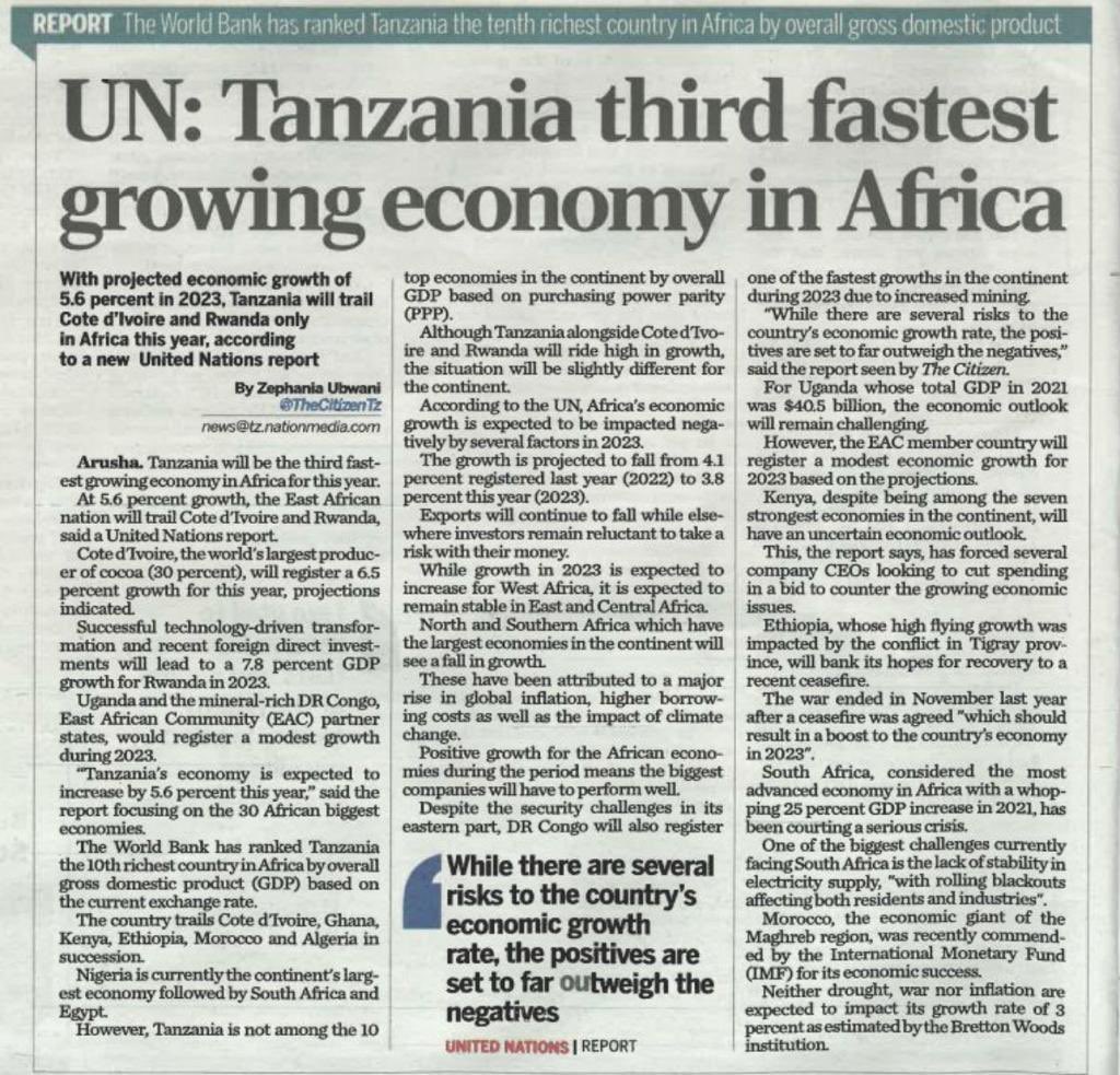 EmmaClaudine's tweet image. Tanzania will be the third fastest growing economy in #Africa this year, trailing Cote d'Ivoire and #Rwanda, said a United Nations report.

Successful technology-driven transformation and recent foreign direct investments will lead Rwanda to a 7.8 percent GDP growth in 2023.⬇️