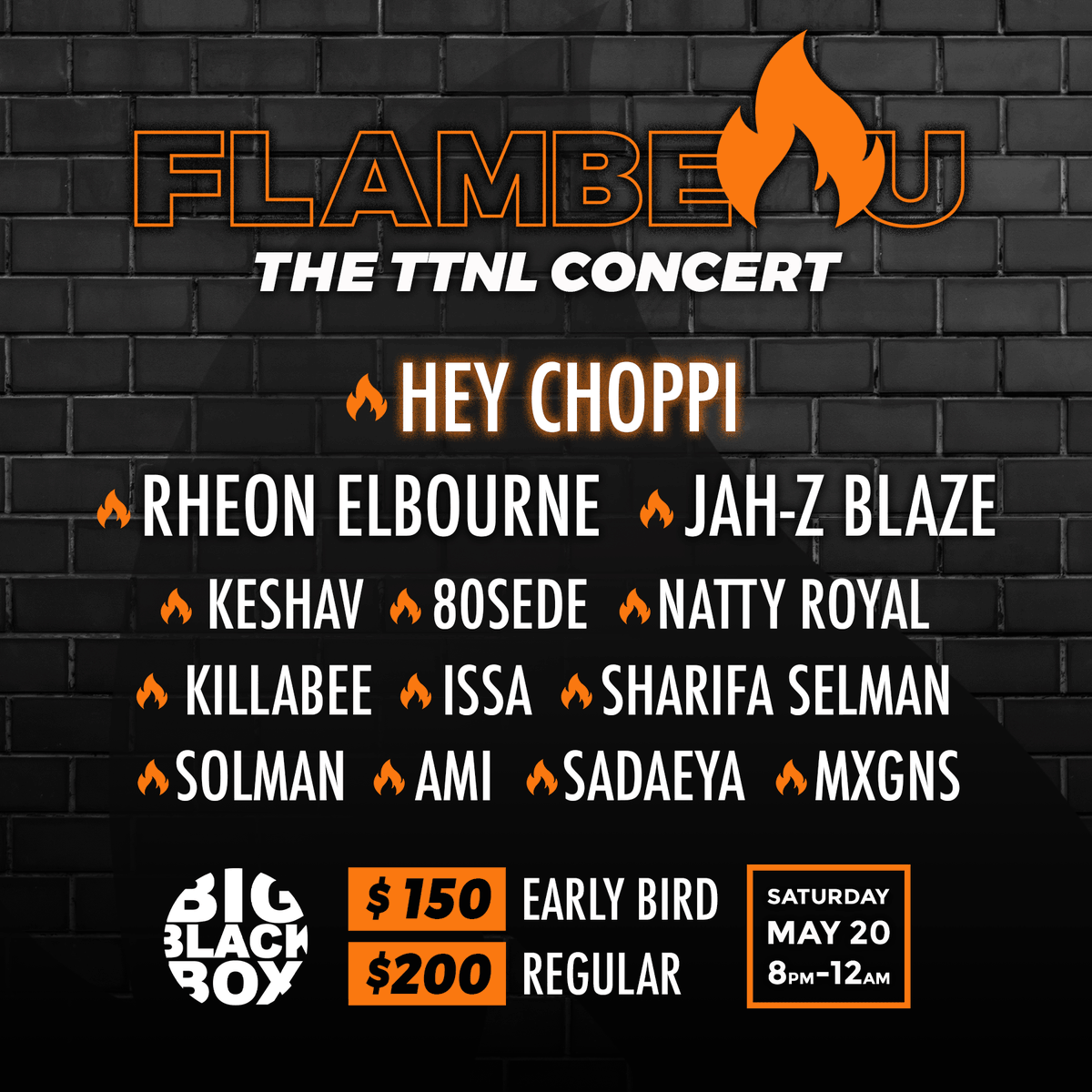 🔥 𝚃𝚛𝚞𝚎 𝚃𝚊𝚕𝚔 𝙽𝚘 𝙻𝚒𝚎 𝚃𝚞𝚛𝚗𝚜 𝟷𝟶 🔥

To celebrate this milestone, TTNL returns to the stage and its former home for 𝑭𝒍𝒂𝒎𝒃𝒆𝒂𝒖, a concert featuring over 10 of the best acts in T&amp;T!

#TrueTalkNoLie #TTNL #Concert #BirthdayParty #Anniversary #Live #NewMusic