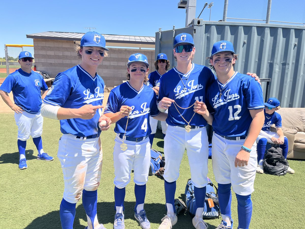 CVJagsBaseball's tweet photo. Onto the next playoff round! The Jags over a tough Notre Dame Prep squad 4-0. Ice 💰 belongs to senior Keegan Landis with a 💣, senior Tyler Vanmeter with glove skills, senior Liam Whalen with a 💣 and tossing another stellar CG with a couple of knocks, senior Connor Mattison! https://t.co/8GdrGH6bSM